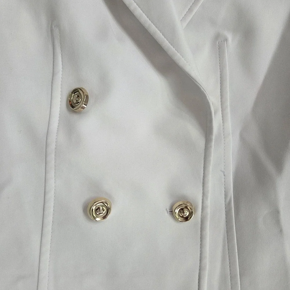 Zara White Double Breasted Cropped Blazer Gold Buttons XS Women Professional - Picture 3 of 6